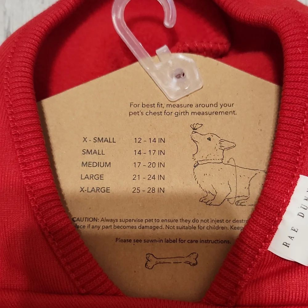 NWT Rae Dunn Santa Paws XS Hoodie Dog coat